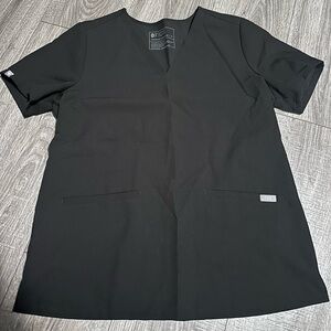 FIGS Technical Collection Scrub Top Womens Size Medium Casma Black V-Neck FW1100